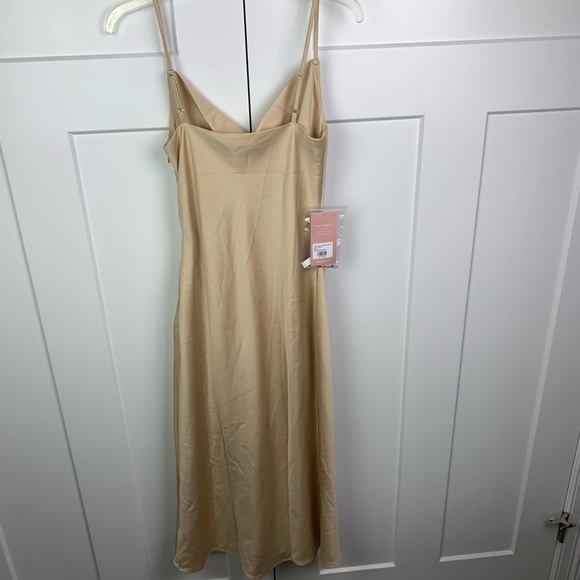 NWT Birdy Grey SMALL Lisa Midi Dress Shiny Satin Gold Sleeveless Cowl Neck - Picture 8 of 9